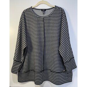 Jones New York Womens Oversized‎ Houndstooth Top Size XL Mature French Timeless